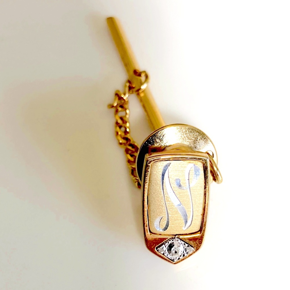 PIERRE CARDIN N  Monogram  Vintage 60s  Lapel Pin/Tie Pin